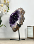 Natural Deep Purple Amethyst Geode with Metallic Stand Included - MWS2438