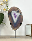 Agate & Amethyst SLice with Metallic Stand - MWS2915