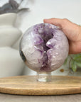 Amethyst & Agate Sphere Geode with Large Crystals - SPH0191