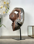 Unique Orange Sugar Druzy Crystal on Metal Stand – Stunning Natural Stone for Meditation Space Decor - MWS2707