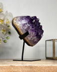 Natural Amethyst Heart Carving, Metal Stand included - HST0271