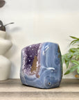 Blue Agate & Amethyst Geode with Calcite Formation - CBP1422