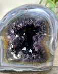 Deep Purple Amethyst & Blue Banded Agate Stone Geode from Uruguay - STGE0063