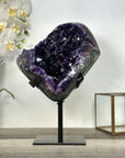 Deep Purple Amethyst Geode with Green Jasper Shell on Metal Stand - MWS2711