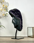 Deep Purple Amethyst Stone Geode Statement Piece on Stand - MWS3032