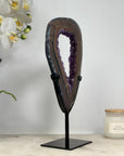 Natural Agate & Amethyst Geode Slice Portal with Metallic Stand - MWS1567