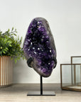Natural Amethyst Crystal Geode, Metallic Stand Included - MWS2157