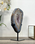 Blue Banded Agate and Amethyst Geode Slice - MWS2654
