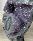 Natural Amethyst Stone with Calcite Crystal Formation, Metallic Display Included - MWS2355