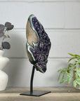 Top Quality Natural Amethyst Crystal Cluster with Green Jasper - Stand Included - MWS3153