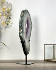 Amethyst & Green Jasper Geode Slice With Metal Stand - MWS2743