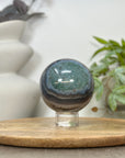 Banded Agate Sphere Geode with Quartz Druzy Crystal Interior - SPH0181
