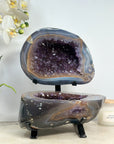 Beautiful Blue Banded Agate & Amethyst Jewerly Box - MWS1498