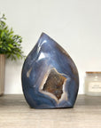 Blue Agate & Rainbow Quartz Druzy Stone Flame - FST0162