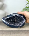 Quartz Geode Cave with Polished Agat Shell - STGE0034