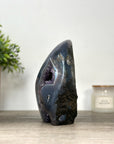 Blue Agate & Amethyst Stone Flame Carving - FST0169