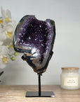Natural Amethyst Stone Geode with Metallic Stand - MWS1706