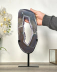 Amethyst & Agate Slice on Stand – Home Decor Crystal Display Specimen - MWS2673