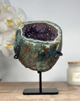 Natural Amethyst Geode with Green Jasper Shell - MWS1391