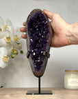 Large Amethyst & Agate Crystal, Metallic Stand Included - MWS1489