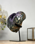 Amethyst & Green jasper Stone Heart Carving - HST0272