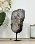 Amethyst Agate Geode Slice onMetal Stand - MWS2905