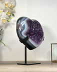 Natural Blue Banded Agate & Amethyst Stone Heart - HST0321
