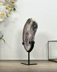 Natural Quartz & Amethyst Stone Slice on Stand - MWS3008