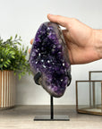 Natural Amethyst Crystal Geode, Metallic Stand Included - MWS2157