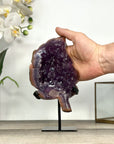 Amethyst & Jasper Stone Leaf Carving with Metal Stand - MWS2808
