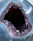 Amethyst & Blue Banded Agate Stone Geode with Druzy Cavity - STGE0005