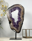Natural Large Amethyst & Quartz Portal with Metallic Stand - MWS1958