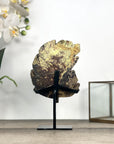 Agate & Quartz Druzy Stone Leaf Carving on Metal Stand - MWS2804