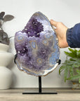 Natural Large Amethyst & Blue Agate with Stalatite Eyes Formations - MWS3326