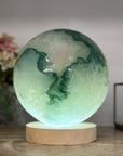 XXL Natural Green Quartz Sphere with Wooden Stand with uilt-in LED Light - SPH0144