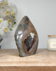 Natural Quartz Flame Carving Geode - FST0150
