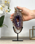 Natural Amethyst & Quartz Geode Slice with Metallic Stand - MWS2238