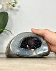 Amethyst & Quartz Stone Geode with Druzy Center - STGE0020
