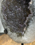 Natural Sugar Quartz Geode Mineral Specimen on Metal Stand - MWS3110