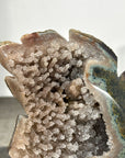 Agate & Quartz Druzy Stone Leaf Carving on Metal Stand - MWS2804