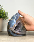 Blue agate & Quartz Stone Flame Carving - FST0164