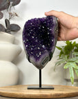 Unique Natural Amethyst & Green Jasper Specimen on Metal Stand - MWS3068