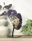 Unique Natural uruguayan amethyst with Calcite & Black Hematite Inclusion - MWS3280
