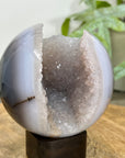 Banded Agate & Druzy Quartz Sphere Geode - SPH0206