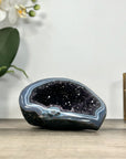 Natural Amethyst Druzy & Blue Banded Agate Stone Geode - STGE0018