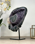 Natural Amethyst Stone with Calcite Crystal Formation, Metallic Display Included - MWS2355