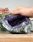 Amethyst Geode with Green Jasper Shell & Deep Purple Crystal Cavity - STGE0009