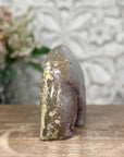 Gorgeous Quartz & Amethyst Stone Flame Carving Geode - FST0110