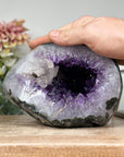 Amethyst & Agate Stone Geode with Calcite Crystal Formation - STGE0007