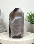 Stunning Natural Amethyst & Banded Agate Stone Tower - STP0180